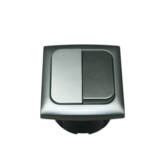 Schakelaar dubbel + afdekraam + isods ZILVER Opal