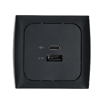 C-line USB A+C vierkant met frame isobox antraciet