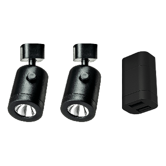 Starterset - 2x Lanciano spotlight zwart klein + USB
