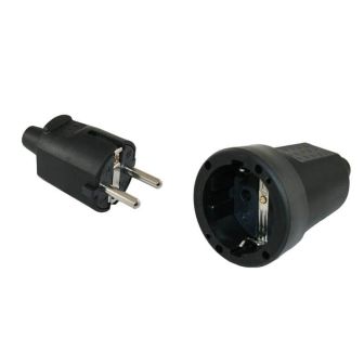 PVC Coupler schuko side earth black                         