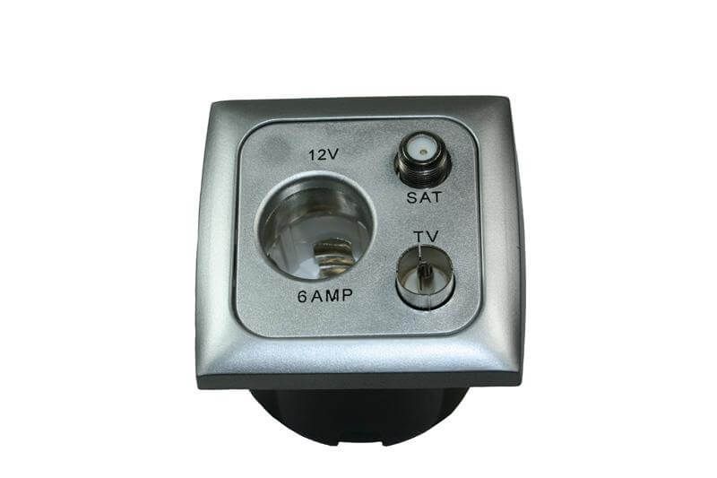 C-Line 12 Volt power socket with antenna and satellite with Opal faceplate silver - packed