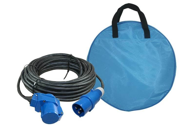 Extension cable 20 metres neoprene 3x 1.5mm² - CEE plug and angle connector - in cable bag