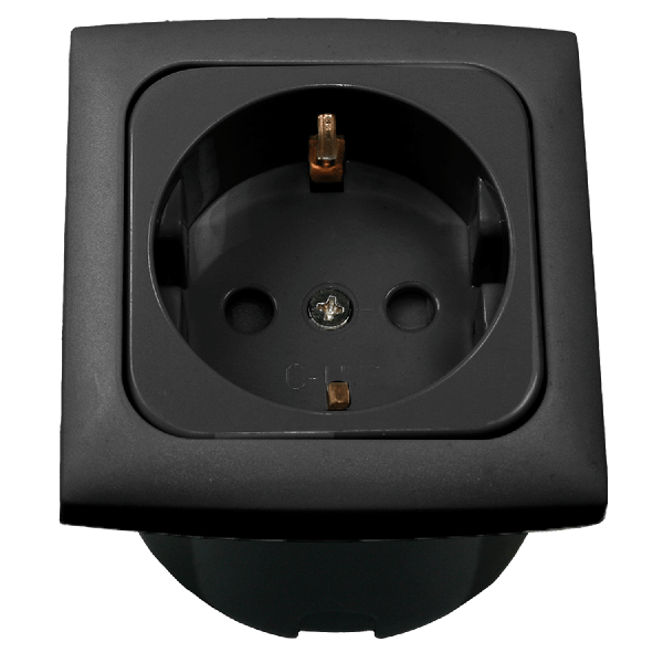 C-Line Schuko socket with Opal faceplate anthracite - packed