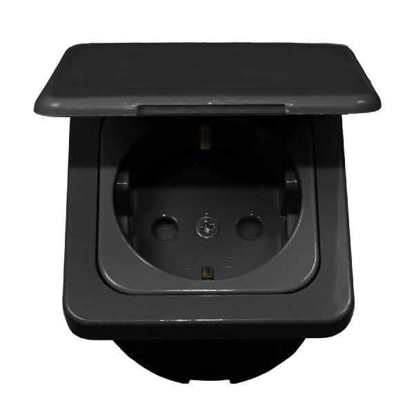 C-Line Schuko socket with Opal frame with hinged lid anthracite