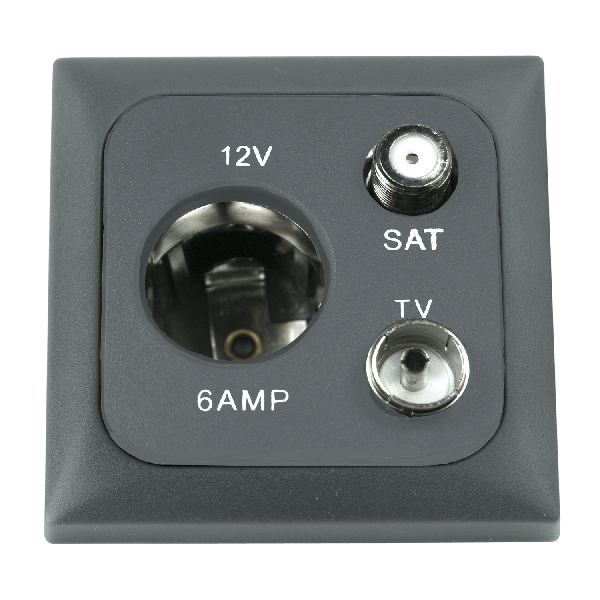 C-Line 12 Volt power socket with antenna and satellite with Opal faceplate anthracite