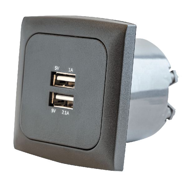 C-Line double USB-A socket max 3.1A with faceplate anthracite - without sales packaging