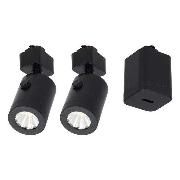 Starter kit 2x Lanciano spotlight black small + USB-C