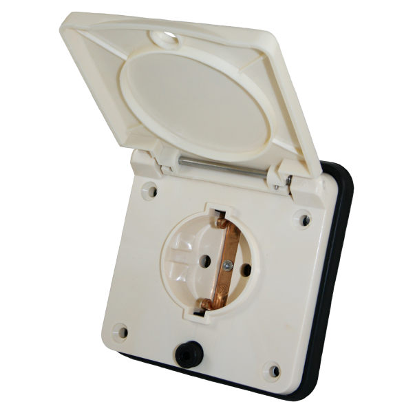 External mains outlet for motorhome and caravan beige