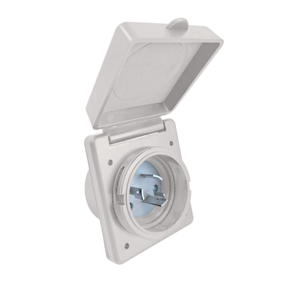 Marine flush mount shore power inlet