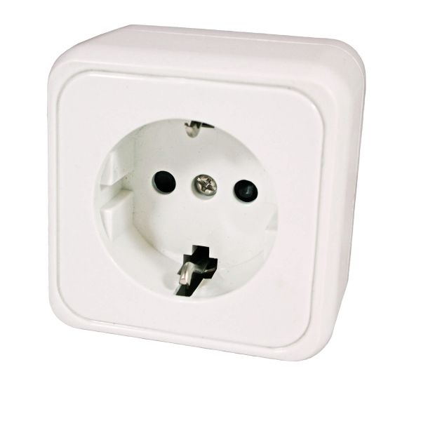 Surface mounted Schuko socket 230V white - without sales packaging