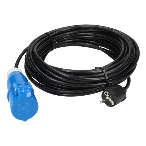 Extension cable 15m VMVL 3× 1.5 mm² – Schuko plug and CEE coupler