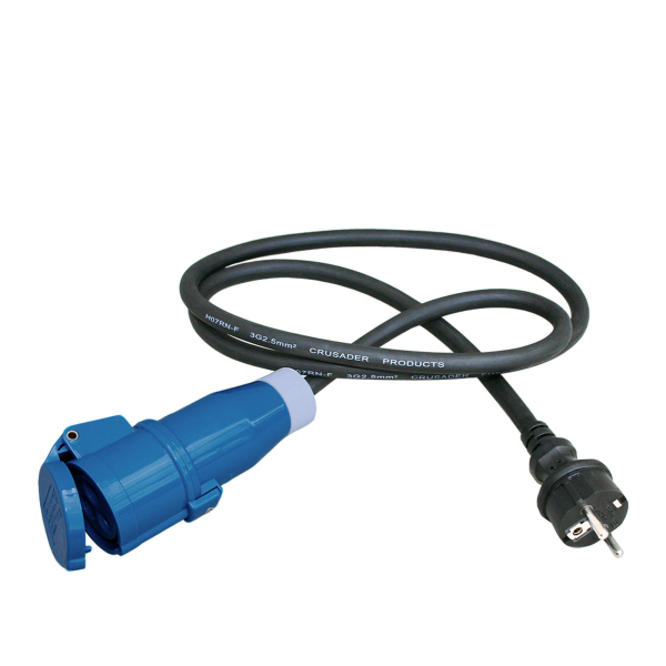 Adaper cable camping 1.5m 3x 2.5mm² – Schuko plug to CEE coupler - packed