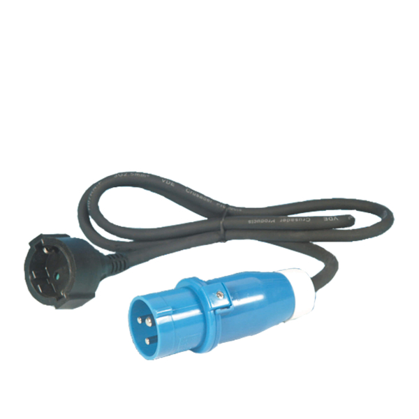 Adapter cable 1.5m 3x 2.5mm² with CEE plug and Schuko coupler - packed