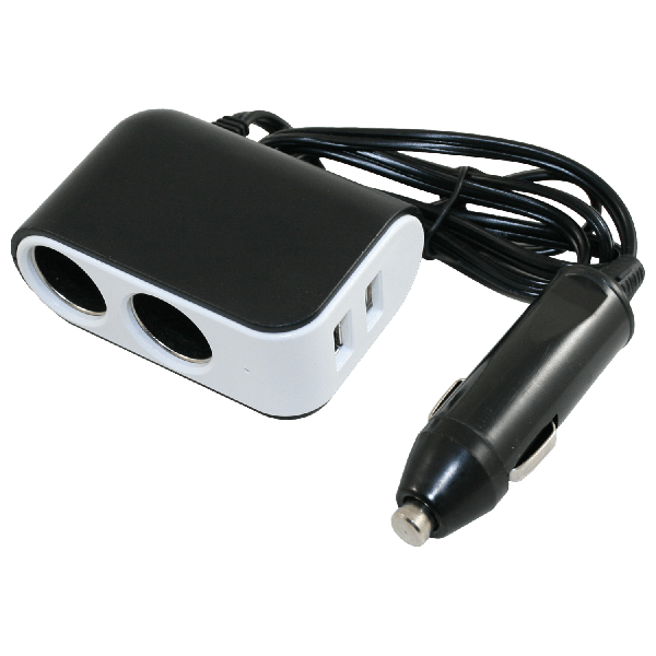 12V standard adapter to 2x UNI socket and 2x USB-A