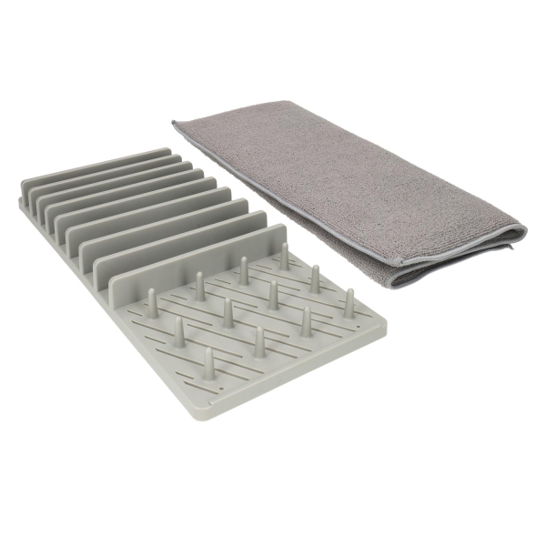 Dish rack with drying mat