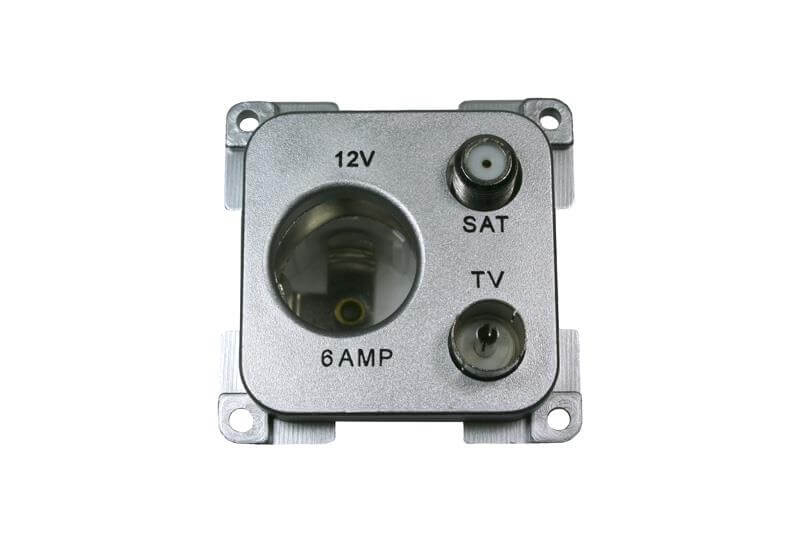 C-Line socket 12V with connection antenna and satellite silver