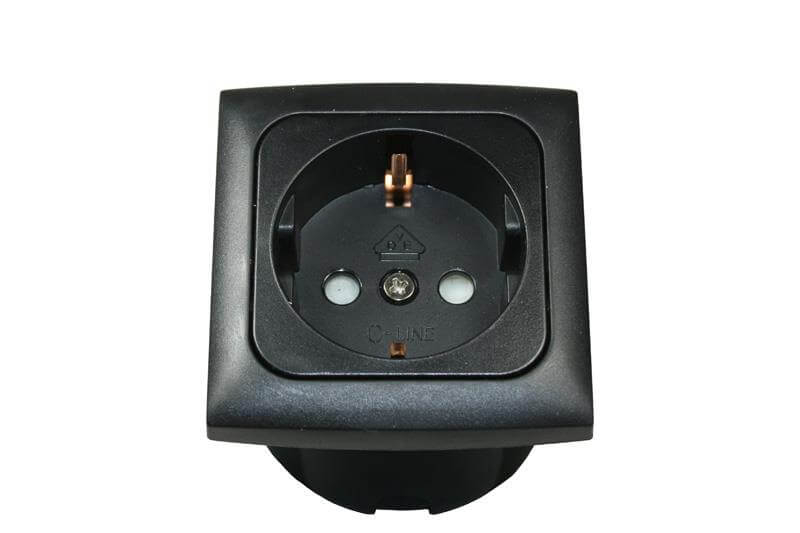C-Line Schuko socket with Opal faceplate black - packed