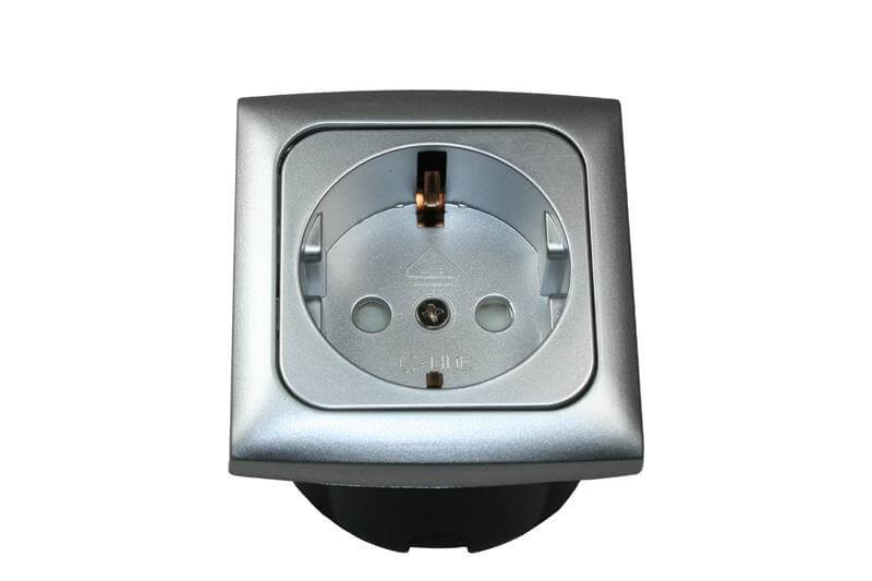 C-Line Schuko socket with Opal faceplate silver - packed