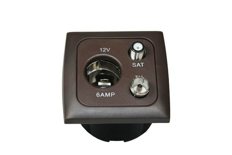 C-Line 12 Volt power socket with antenna and satellite with Opal faceplate brown - packed