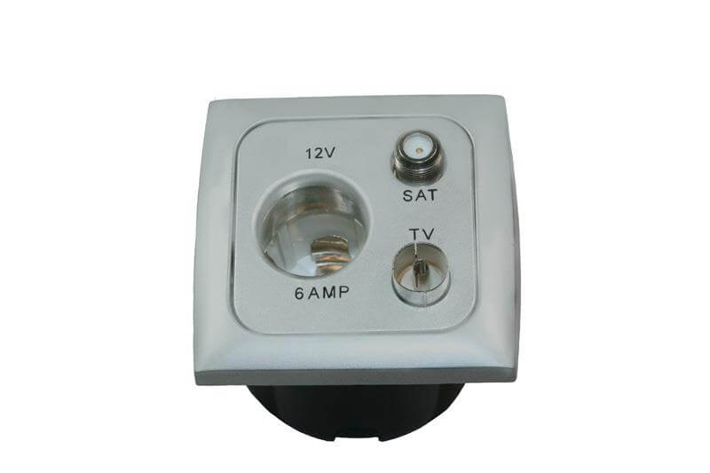 C-Line 12 Volt power socket with antenna and satellite with Opal faceplate grey