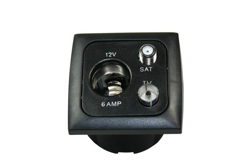 C-Line 12 Volt power socket with antenna and satellite with Opal faceplate black