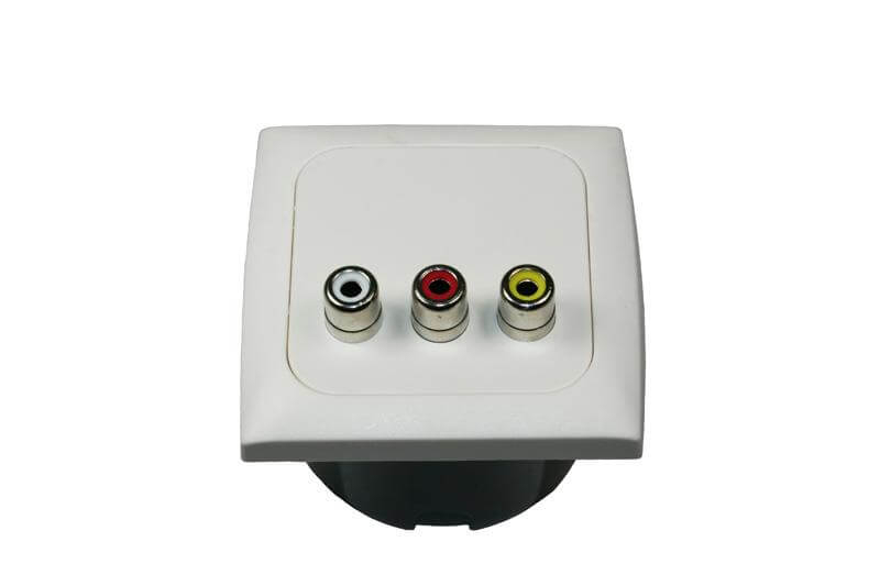 C-Line audio and video build-in socket with Opal faceplate white - without sales packaging