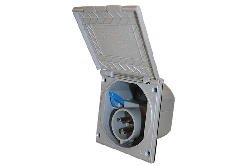 Standard Line caravan and campervan mains CEE inlet socket silvergrey - without sales packaging
