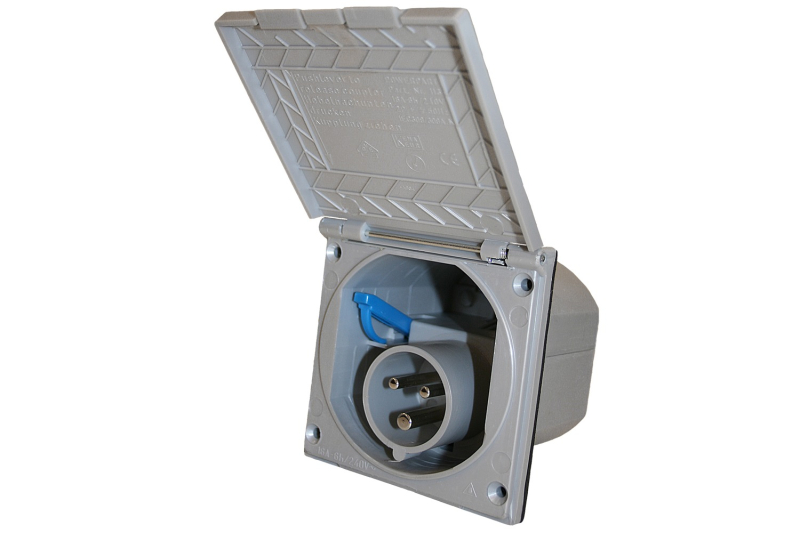 Standard Line caravan and campervan mains CEE inlet socket silvergrey