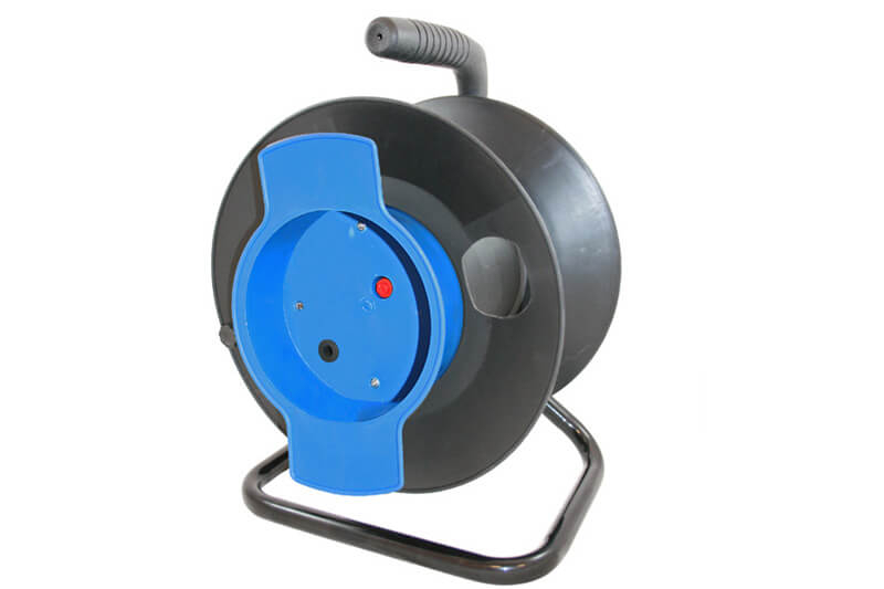 Camping hook up cable reel with thermal protection for up to 50 metres of neoprene cable 3x 1.5mm² - empty