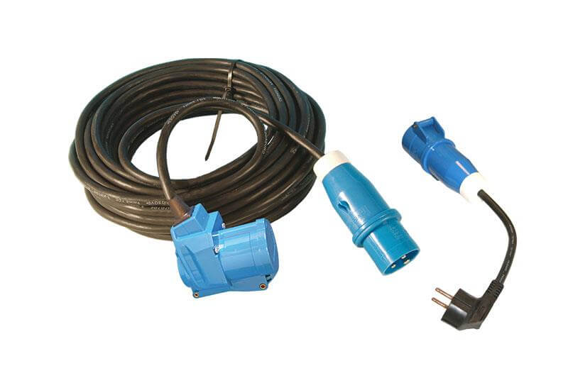 Extension lead 25 metre neoprene 3x 1.5mm² - CEE plug and angled coupling - with French adapter cable - in cable bag - Viva