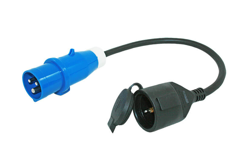 Adaper cable camping 0.5m - CEE plug to Schuko coupler